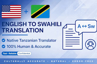 translate english to swahili and swahili to english as native translator