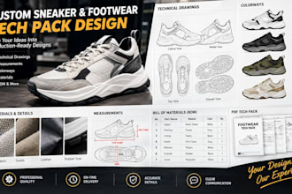 design custom sneaker and footwear tech packs for manufacturing