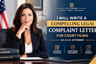 write a compelling legal complaint letter for court filing as US attorney