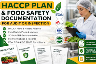 create haccp plan, food safety plan, sops, gmp, audit records for food business