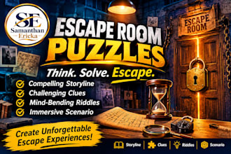 design escape room puzzle and write storyline clues riddles and scenario
