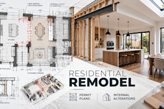 draft residential renovation floor plans and permit plans for remodeling