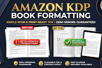 do professional book formatting, kindle formatting, and paperback layout