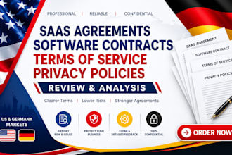review saas agreements, software contracts, terms of service, privacy policies