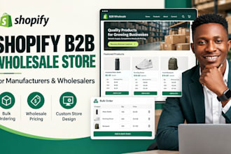 build, design a shopify b2b wholesale shopify store or website for manufacturer