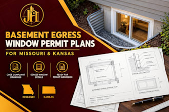 draw basement egress window permit plans for missouri and kansas