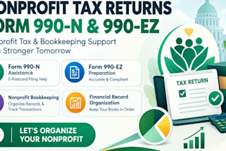 prepare nonprofit tax returns and organize nonprofit bookkeeping