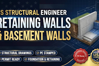 design retaining walls, basement walls and structural drawings