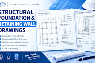 design structural foundation and retaining wall drawings