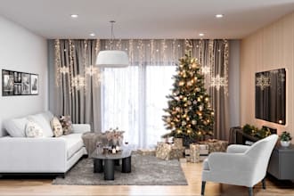 cozy christmas interior,winter living room decor, holiday home decor,3d exterior
