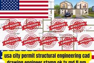 usa city permit structural engineering cad drawing engineer stamp ok tx md fl nm