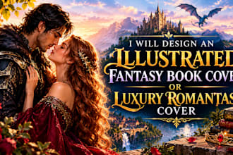 design an illustrated fantasy book cover or luxury romantasy cover