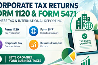 assist with corporate tax filing, form 1120 and international tax compliance