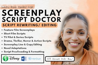 edit, rewrite movie script script doctor screenplay adapt your novel film script