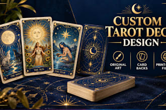 design custom tarot cards, tarot decks and oracle card illustrations