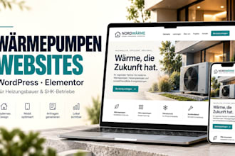 build wordpress elementor heat pump and heating contractor website development
