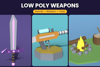 create low poly 3d weapons and tools for your roblox game