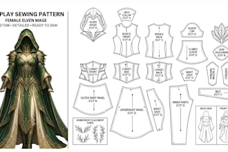 create  3d cosplay sewing pattern for halloween costume, eva foam armour pattern