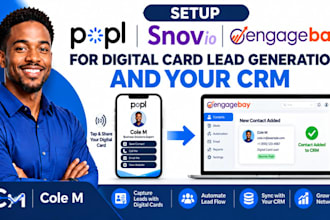 setup popl, snov, or engagebay for digital card lead generation and your CRM