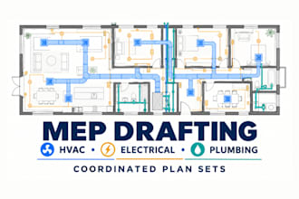 create mep drawings, hvac layouts, electrical plans and plumbing designs