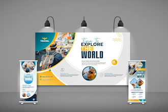 do retractable banner, roll up banner, trade show banner singage design in 12hrs