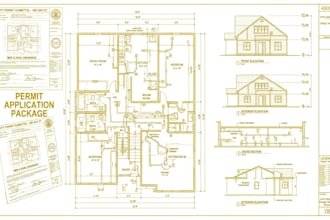 draft autocad 2d floor plans, city permit, mep and hvac drawings