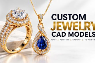 create custom jewelry cad models for rings, pendents, casting and 3d printing