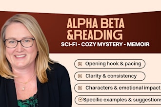 beta read and critique your sci fi, cozy mystery, or memoir manuscript