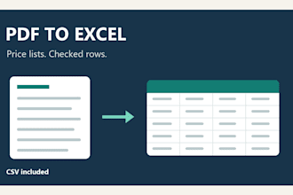 convert PDF price lists into checked excel and CSV files