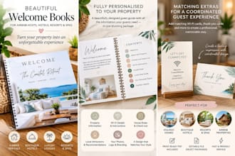 design a luxury airbnb, hotel and guest welcome book