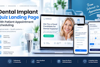 build dental implant quiz landing page with patient  appointment scheduling