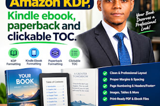format your book for amazon KDP, kindle ebook and paperback, clickable toc