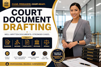 draft court pleadings, complaints, motions, petitions and appeals