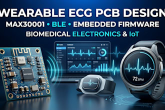 design compact ecg wearable pcb with max30001, ble and mcu firmware
