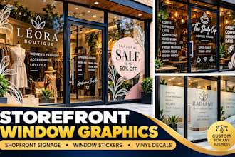 design storefront window graphics, shopfront signage, window stickers and decals