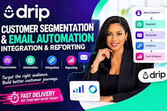 setup drip customer sementation with email automation integration reporting