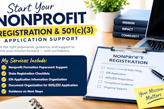 help with US nonprofit registration and 501c3, 1023, 990ez application paperwork