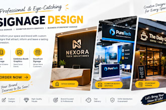 design office signage, exhibition booth graphics, business storefront signage