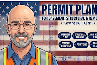 prepare basement, structural and remodel plans for permit in ca tx ny