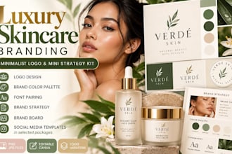 design luxury skincare branding with minimalist logo and brand strategy kit