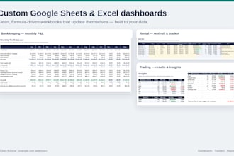 build a custom google sheets or excel tracker, template, or dashboard