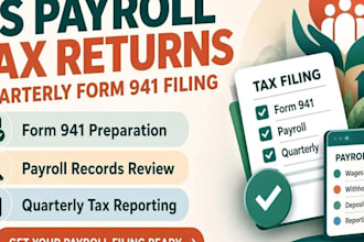 prepare US payroll tax returns and quarterly form 941 filings