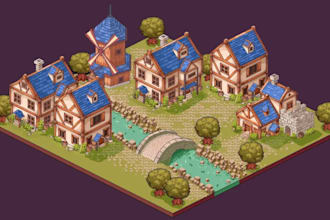 create isometric pixel art tileset pixel tilemap game asset rpg game background