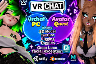 create a custom vrchat avatar furry avatar animation robotic avatar rigging