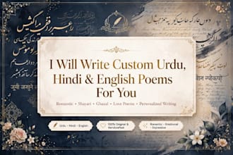 write beautiful original urdu poetry and english love poetry
