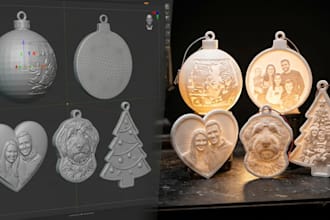 turn photo into 3d printable lithophane stl, lamp or night light, christmas gift