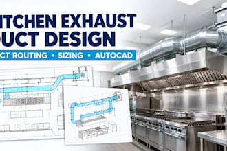 commercial kitchen exhaust duct routing sizing autocad drawings 2d