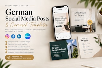 design german social media post and instagram carousel canva templates in 24 hrs