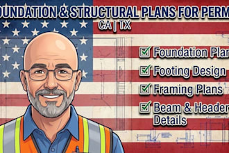 do foundation, footing and structural engineering plans for permit ca tx