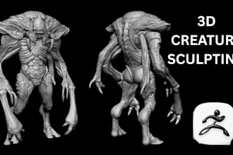 sculpt detailed 3d monsters, fantasy creatures and characters models in zbrush